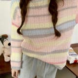 ピンク | ふわふわグラデーションニットトップ 韓国ファッション ニット | Sibra