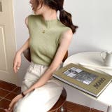 ミント | さらっと大人シンプル。ハイネックノースリーブニットトップス 春 韓国ファッション | Sibra