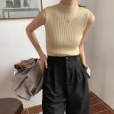 さらっと大人シンプル。ハイネックノースリーブニットトップス 春 韓国ファッション | Sibra | 詳細画像14