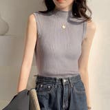 さらっと大人シンプル。ハイネックノースリーブニットトップス 春 韓国ファッション | Sibra | 詳細画像3