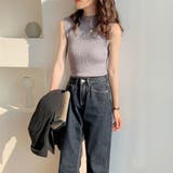 さらっと大人シンプル。ハイネックノースリーブニットトップス 春 韓国ファッション | Sibra | 詳細画像4