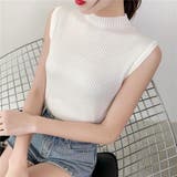 さらっと大人シンプル。ハイネックノースリーブニットトップス 春 韓国ファッション | Sibra | 詳細画像7
