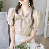 アイボリー | ボウタイシアーブラウス 春 韓国ファッション | Sibra