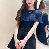 ネイビー | フリル半袖ブラウス 春ニット 春服トップス | Sibra