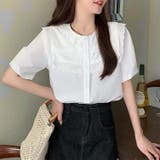 ホワイト | 大人なシアー魅せ。レース半袖ブラウス オフィスカジュアル 春 | Sibra