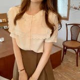 イエロー | 大人なシアー魅せ。レース半袖ブラウス オフィスカジュアル 春 | Sibra