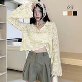Vネックかぎ針編みニットトップス インナー 透け感トップス | Sibra | 詳細画像1