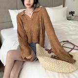 Vネックかぎ針編みニットトップス インナー 透け感トップス | Sibra | 詳細画像14