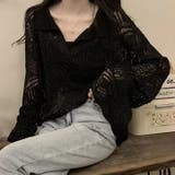 Vネックかぎ針編みニットトップス インナー 透け感トップス | Sibra | 詳細画像20