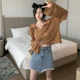 Vネックかぎ針編みニットトップス インナー 透け感トップス | Sibra | 詳細画像21