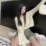 Vネックかぎ針編みニットトップス インナー 透け感トップス | Sibra | 詳細画像7