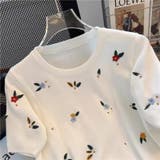 刺繍花柄ニットトップス 透かし 夏服 | Sibra | 詳細画像9
