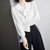 フリルスリーブVネックボウタイリボンブラウス 春 韓国ファッション | Sibra | 詳細画像4