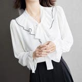 フリルスリーブVネックボウタイリボンブラウス 春 韓国ファッション | Sibra | 詳細画像5