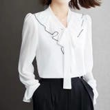 フリルスリーブVネックボウタイリボンブラウス 春 韓国ファッション | Sibra | 詳細画像6