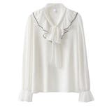 フリルスリーブVネックボウタイリボンブラウス 春 韓国ファッション | Sibra | 詳細画像7