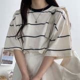 ホワイト | ストライプTシャツ 半袖 トップス | Sibra