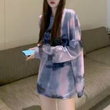 配色絞り染めプリントチュールシアートップス ネック インナー | Sibra | 詳細画像3 