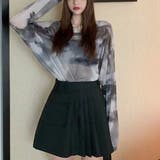 配色絞り染めプリントチュールシアートップス ネック インナー | Sibra | 詳細画像9 