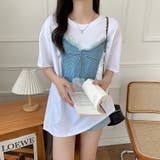 デニム刺繡蝶々綿100%Tシャツ シャツ 韓国ファッション | Sibra | 詳細画像14