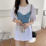 デニム刺繡蝶々綿100%Tシャツ シャツ 韓国ファッション | Sibra | 詳細画像19