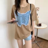 デニム刺繡蝶々綿100%Tシャツ シャツ 韓国ファッション | Sibra | 詳細画像25