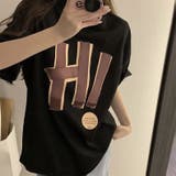 ブラック | 綿100%オーバーサイズロゴプリントT シャツ 韓国ファッション | Sibra