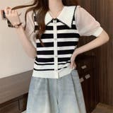 ストライプボリューム袖ブラウス セクシー 夏服 | Sibra | 詳細画像10