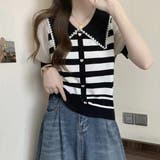 ストライプボリューム袖ブラウス セクシー 夏服 | Sibra | 詳細画像6