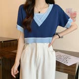 Vネックショートニットトップス 夏服 韓国ファッション | Sibra | 詳細画像7