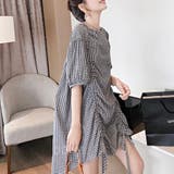 ブラック | ギャザーチェック柄トップス セクシー 夏服 | Sibra