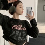 両側ギャザープリントトップス 韓国ファッション 秋 韓国 | Sibra | 詳細画像5