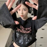 両側ギャザープリントトップス 韓国ファッション 秋 韓国 | Sibra | 詳細画像8