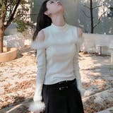 ホワイト | オフショルダーニットトップス 大人 カジュアル | Sibra