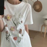 プリントフラワーTシャツ オーバーサイズ 韓国ファッション | Sibra | 詳細画像2