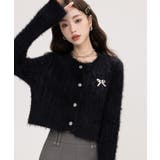 フェミニンな装いを引き立てるリボンブローチ付きフワフワカーディガン カーディガン… | Sibra | 詳細画像10 