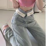 レタリング配色デニムパンツ 韓国ファッション 夏服 | Sibra | 詳細画像10 