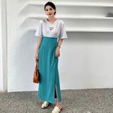 スリットポンチタイトスカート 韓国ファッション ハイウエスト | Sibra | 詳細画像16 