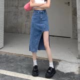 ブル- | デザインデニムスカート 韓国ファッション 夏服 | Sibra