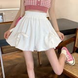 ホワイト | リボン付きミニパンツ 韓国ファッションオフィスカジュアル 夏服 | Sibra