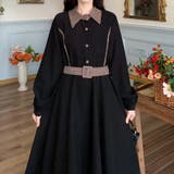 大人ガーリーな雰囲気が漂う。配色ベルド付きワンピース 春服 韓国ファッション | Sibra | 詳細画像14