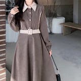 大人ガーリーな雰囲気が漂う。配色ベルド付きワンピース 春服 韓国ファッション | Sibra | 詳細画像15