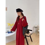 ワインレッド | ニットワンピース 韓国ファッション 秋冬 | Sibra