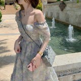小花柄シフォンワンピース 韓国ファッション パーティードレス | Sibra | 詳細画像2