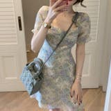 グリーン1 | 小花柄シフォンワンピース 韓国ファッション パーティードレス | Sibra