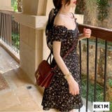 小花柄シフォンワンピース 韓国ファッション パーティードレス | Sibra | 詳細画像17