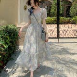 小花柄シフォンワンピース 韓国ファッション パーティードレス | Sibra | 詳細画像8