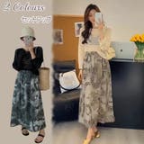透かし編みトップス＋画柄スカートセットアップ 夏服 韓国ファッション | Sibra | 詳細画像16 