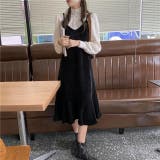 ブラック | クラッシュベルベットキャミワンピース 体型カバー 韓国ファッション | Sibra