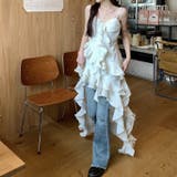 2WAYフリルキャミワンピース 韓国ファッション オフィスカジュアル | Sibra | 詳細画像1